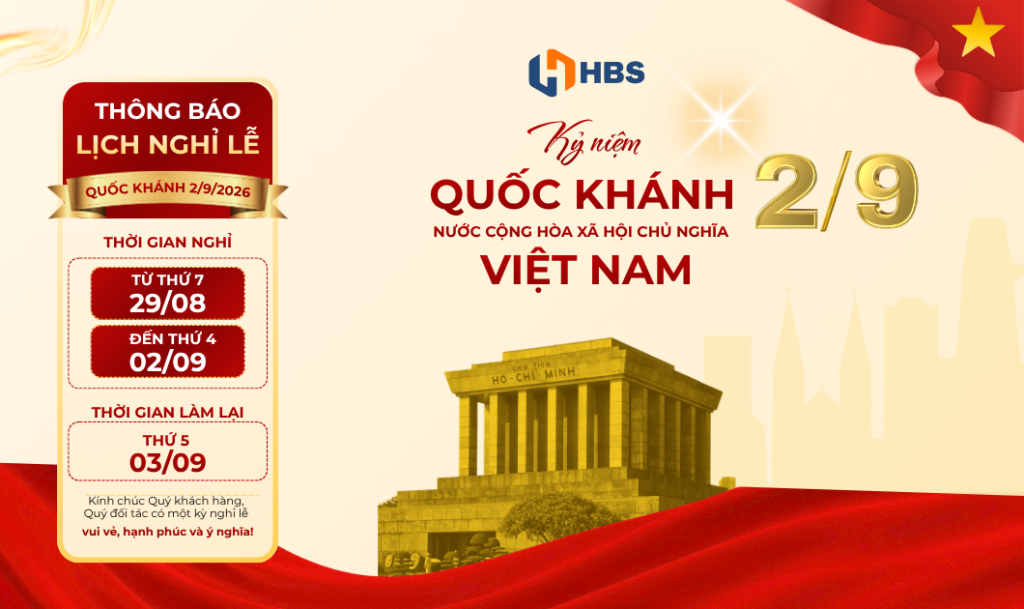 HBS Corp thông báo lịch nghỉ lễ Quốc Khánh 2/9/2026